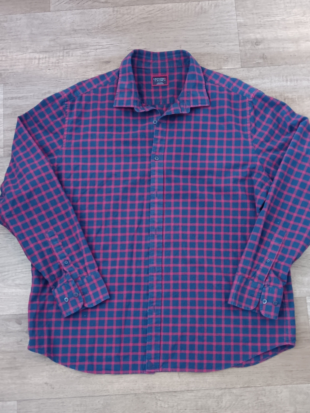 UNTUCKit Blue & Red Plaid Button-Down Shirt XXL